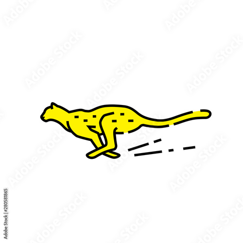 Cheetah line icon. Fast running African wild cat symbol. Safari wildlife sign. Vector illustration.