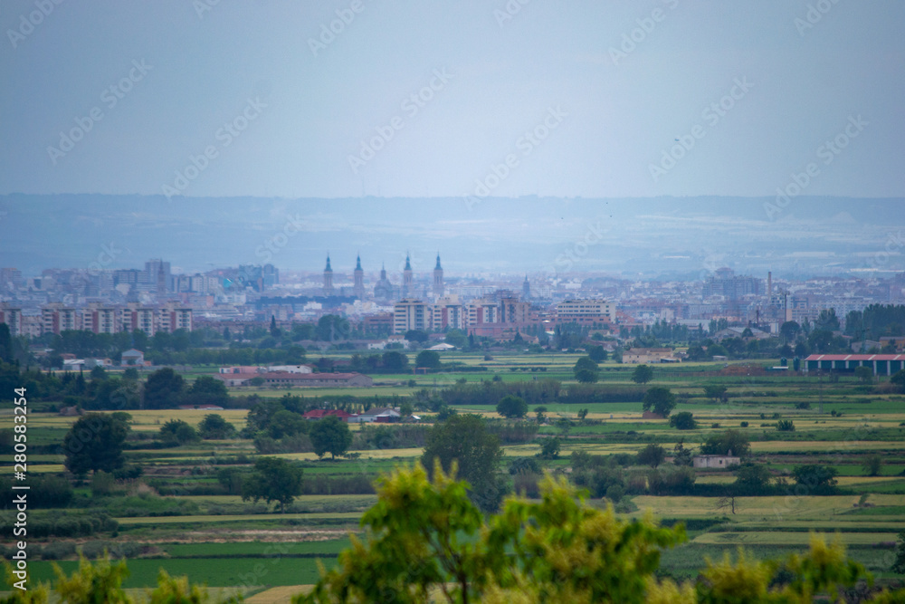 Landscape of Zaragoza city from the surroundings