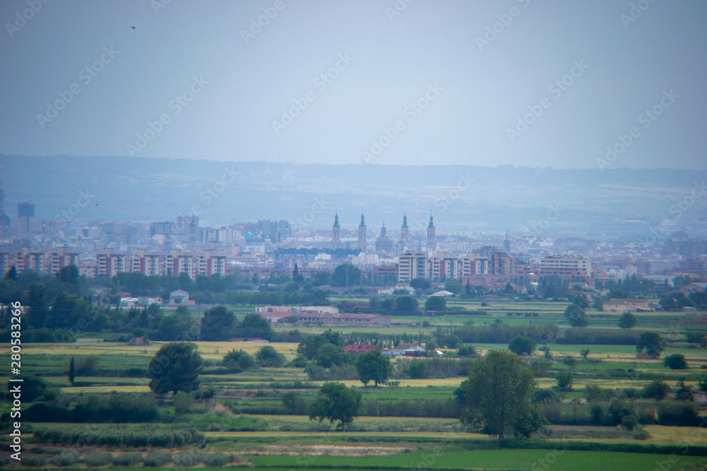 Landscape of Zaragoza city from the surroundings Landscape of Zaragoza city from the surroundings