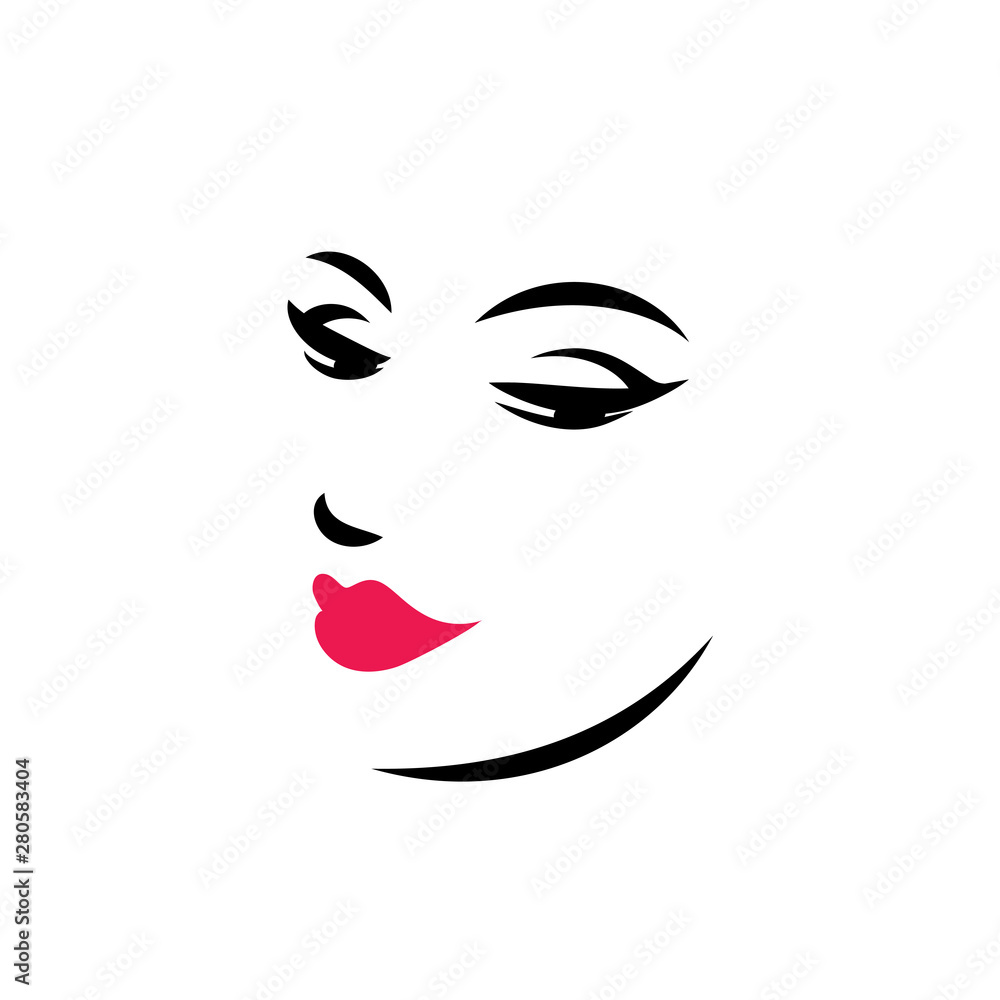 Female icon with pink lips Female icon with pink lips