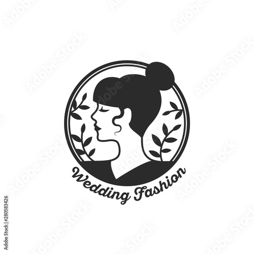 Woman face circle emblem