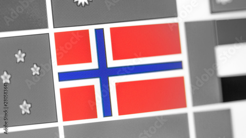 Norway national flag of country. Norway flag on the display, a digital moire effect.