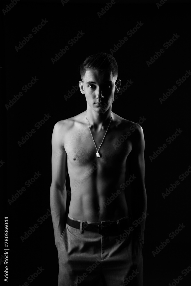 Naklejka premium portrait of a boy with weak body