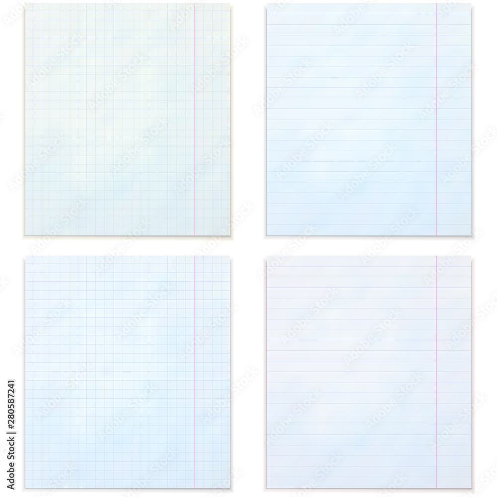 Fototapeta premium Vector Exercise Book Sheets