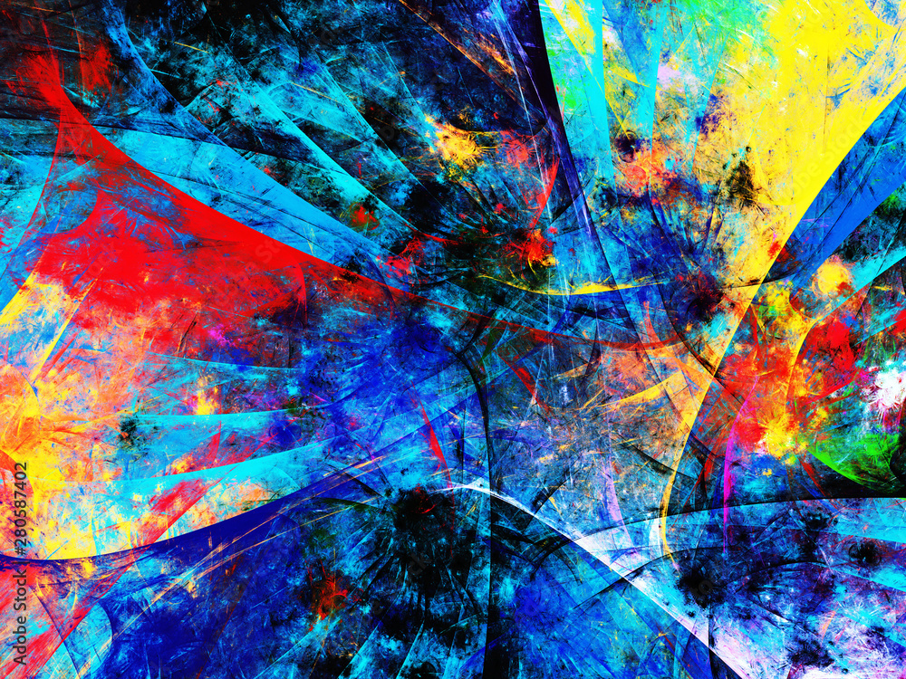 blue abstract fractal background 3d rendering illustration - obrazy, fototapety, plakaty 