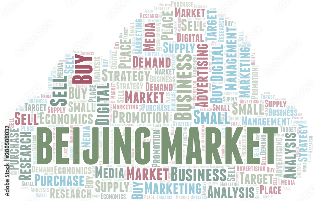 Obraz premium Beijing Market word cloud. Vector made with text only.