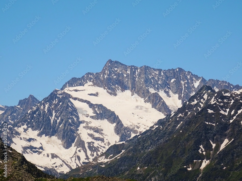The Alps during a sunny summer day in Val Bognanco, near the town of Domodossola, Italy - June 2019.