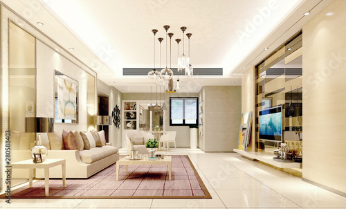 3d render of modern living room © esin