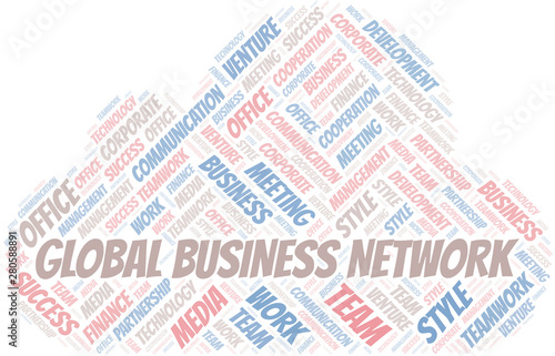 Global Business Network word cloud. Collage made with text only.