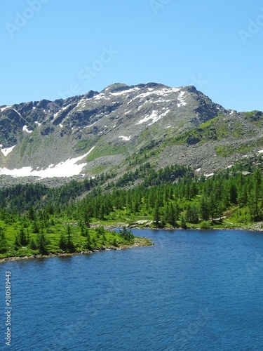 a lake in the Alps of Val Bognanco during a summer day, near the village of Domodossola, Italy - June 2019. © Roberto