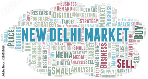 New Delhi Market word cloud. Vector made with text only.