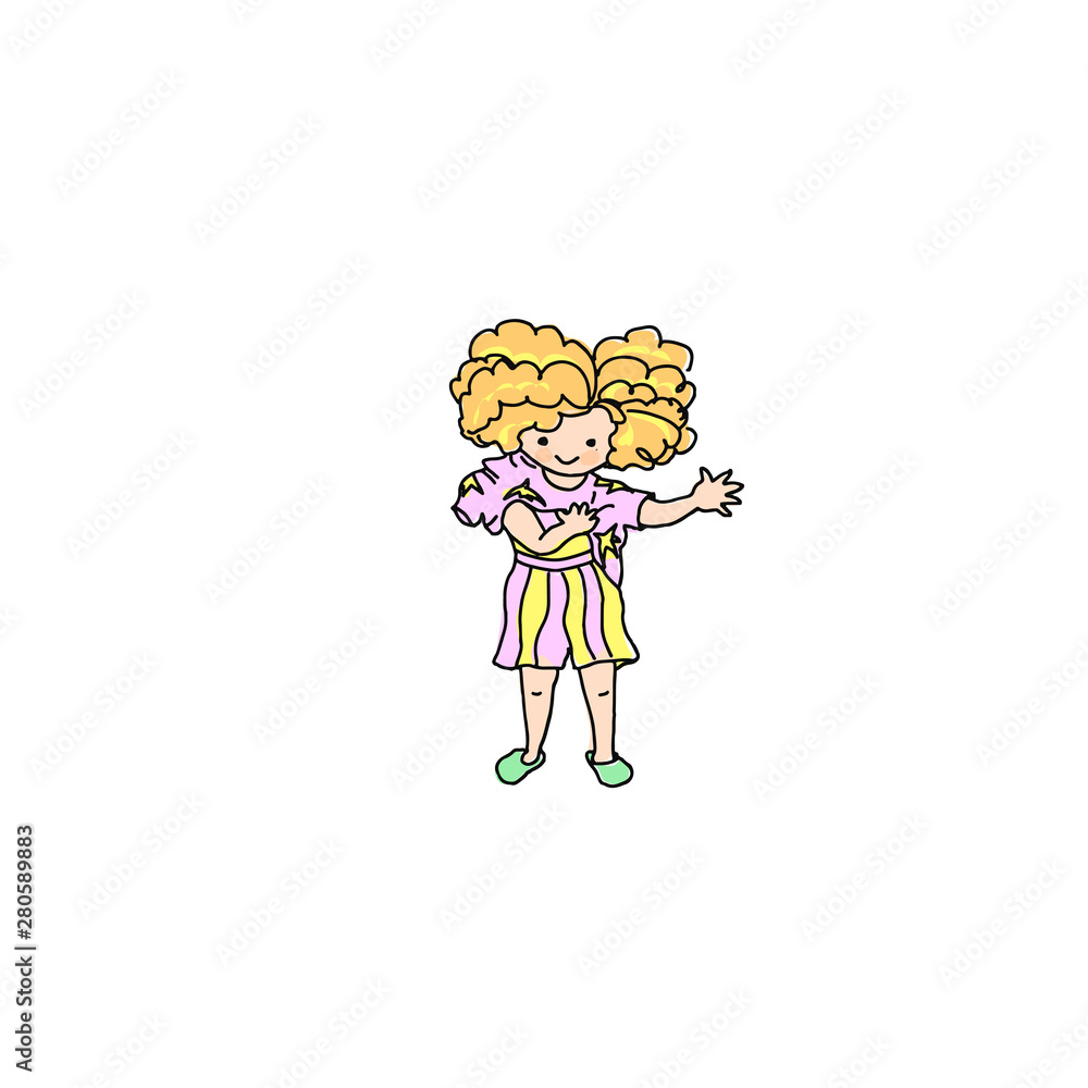 Kids ginger baby girl daily activity chore routine cartoon illustration Kids ginger baby girl daily activity chore routine cartoon illustration
