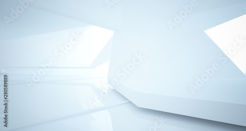 Abstract white interior with window. 3D illustration and rendering.