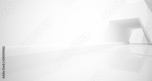 Abstract white interior with window. 3D illustration and rendering.