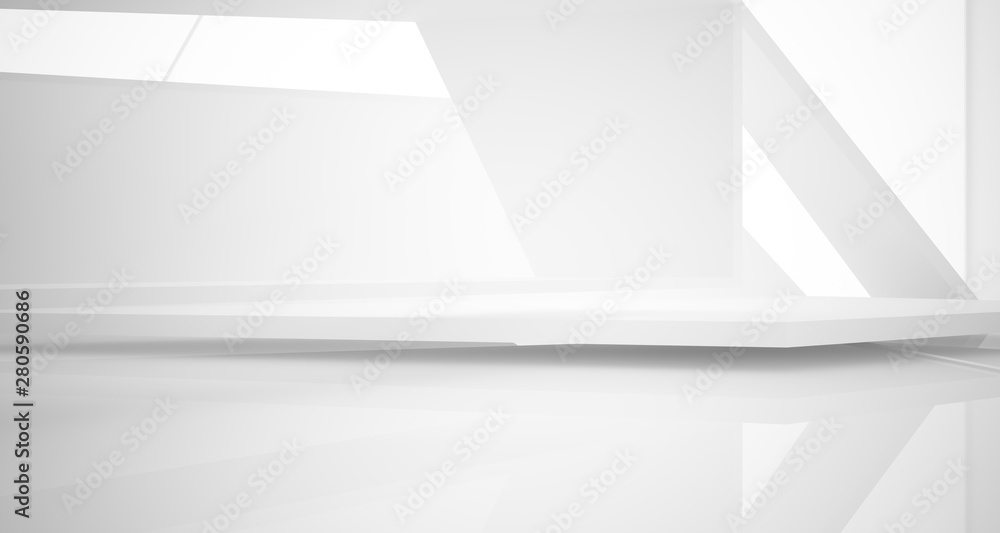 custom made wallpaper toronto digitalAbstract white parametric interior with window. 3D illustration and rendering.