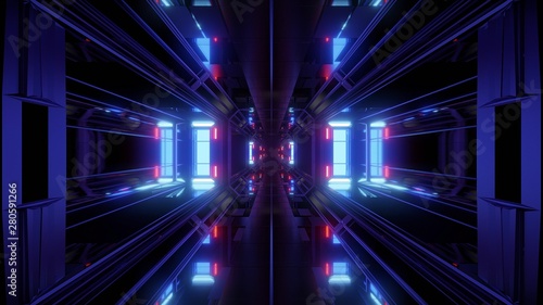 futuristic science-fiction tunnel corridor 3d illustration background © Michael