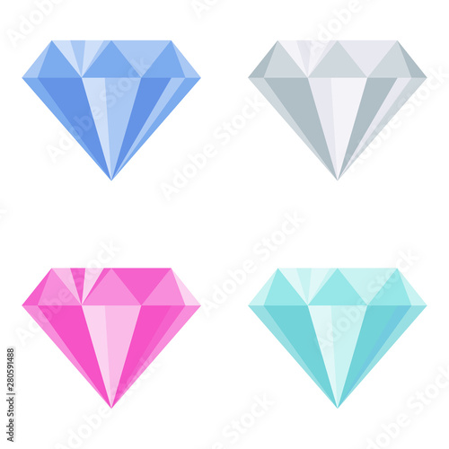 Diamond color icon. Flat vector style illustration photo