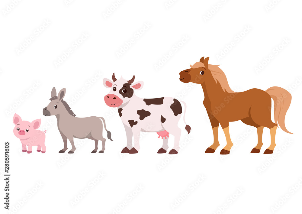 cute cattle set vector isolated