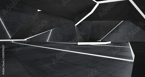 Abstract  concrete interior with neon lighting. 3D illustration and rendering. © SERGEYMANSUROV