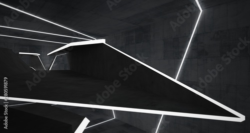 Abstract  concrete interior with neon lighting. 3D illustration and rendering. © SERGEYMANSUROV