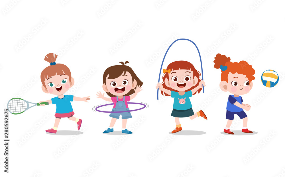 Kids playing various sports vector illustration Kids playing various sports vector illustration