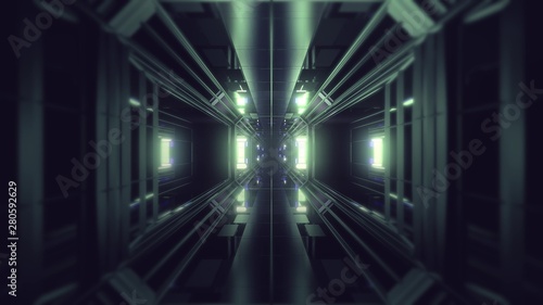 Fototapeta Naklejka Na Ścianę i Meble -  futuristic science-fiction tunnel corridor 3d illustration background