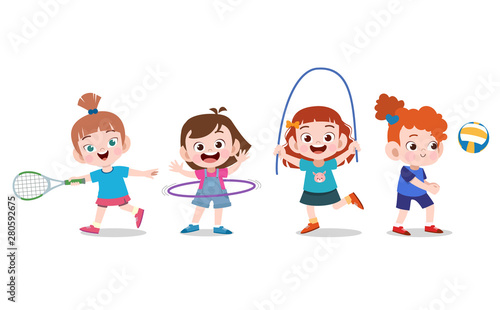 Kids playing various sports vector illustration
