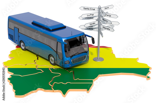 Bolivia Bus Tours concept. 3D rendering