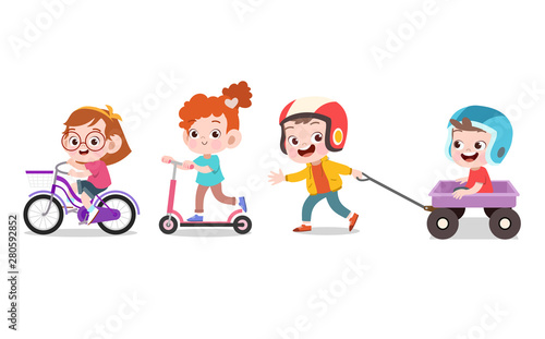 kids playing vector illustration isolated