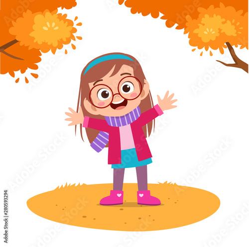 happy kids autumn vector illustration