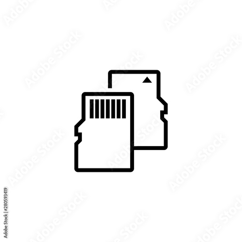 Isolated micro SD card icon on white background.