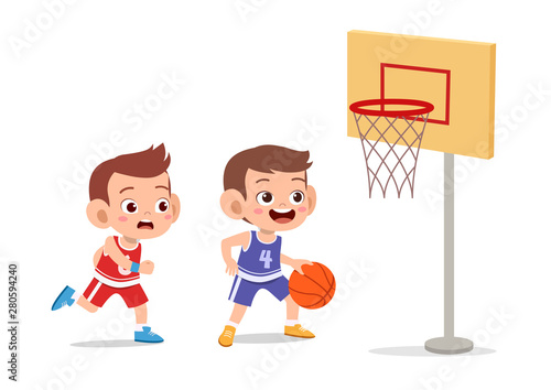 kid boy basketball vector illustration