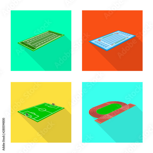 Vector design of playground and sport sign. Collection of playground and scene stock symbol for web.