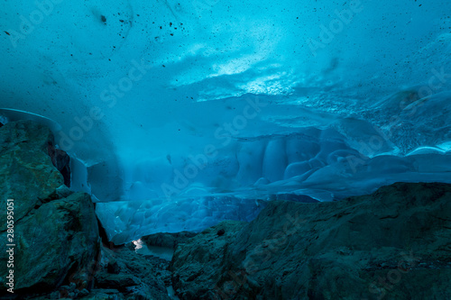 below the Aletsch Glacier in a ice cave