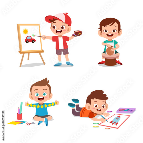 kids hobby art vector illustration © Colorfuel Studio