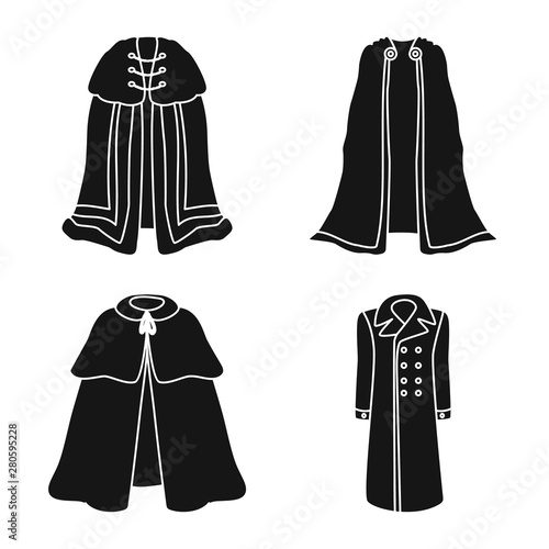 Vector illustration of fabric and garment logo. Collection of fabric and clothes stock symbol for web.