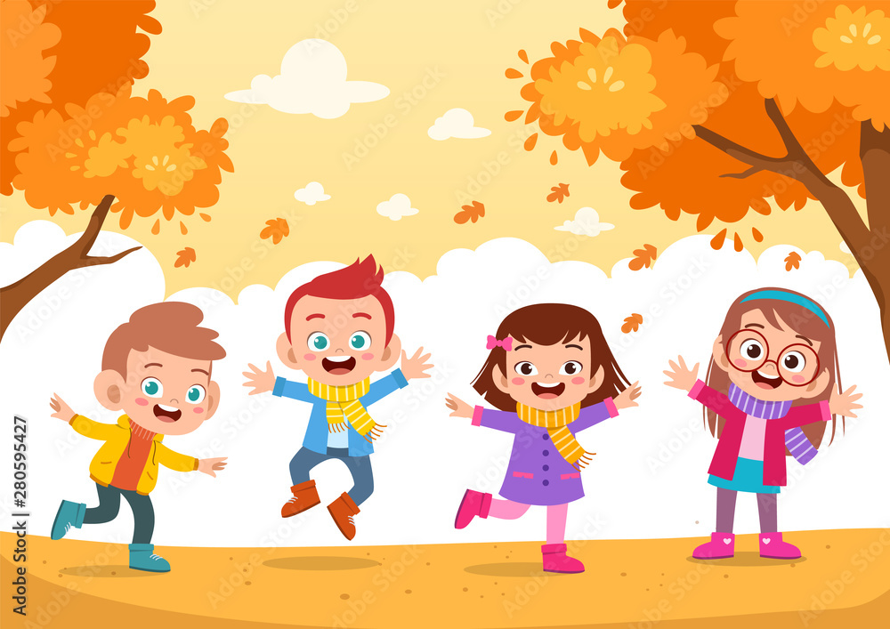 Autumn Kids fall vector illustration Autumn Kids fall vector illustration
