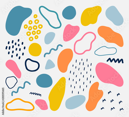 Trendy vector abstract pieces. Paper cutouts. Hand drawn modern design for card, print on clothes.