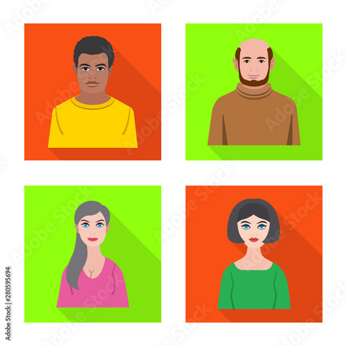 Vector design of profile and portrait logo. Set of profile and profession stock vector illustration.
