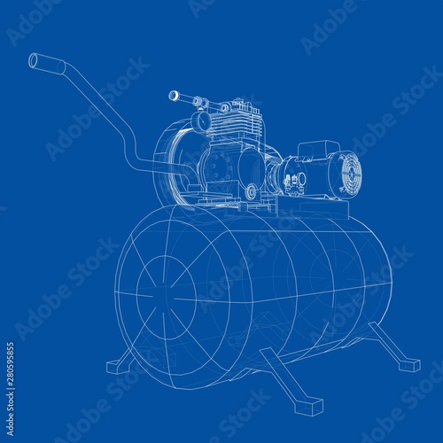 Outline Air compressor. Vector