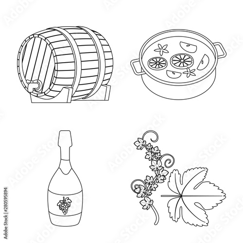 Isolated object of drink and manufacturing sign. Collection of drink and restaurant stock symbol for web.