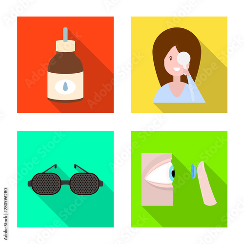 Isolated object of correction and eyesight sign. Collection of correction and care stock symbol for web.