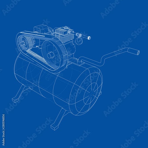 Outline Air compressor. Vector