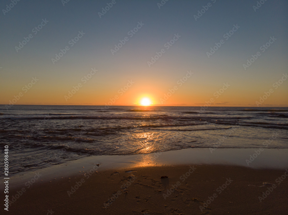 Trancoso, Brazil - July/ 14/ 2019 - Sunset on the beach
