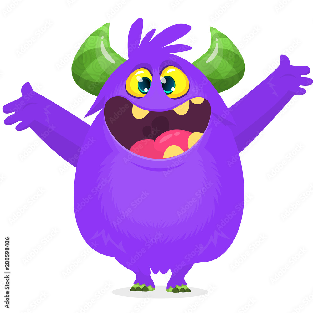 Naklejka premium Funny cartoon monster. Vector Halloween illustration