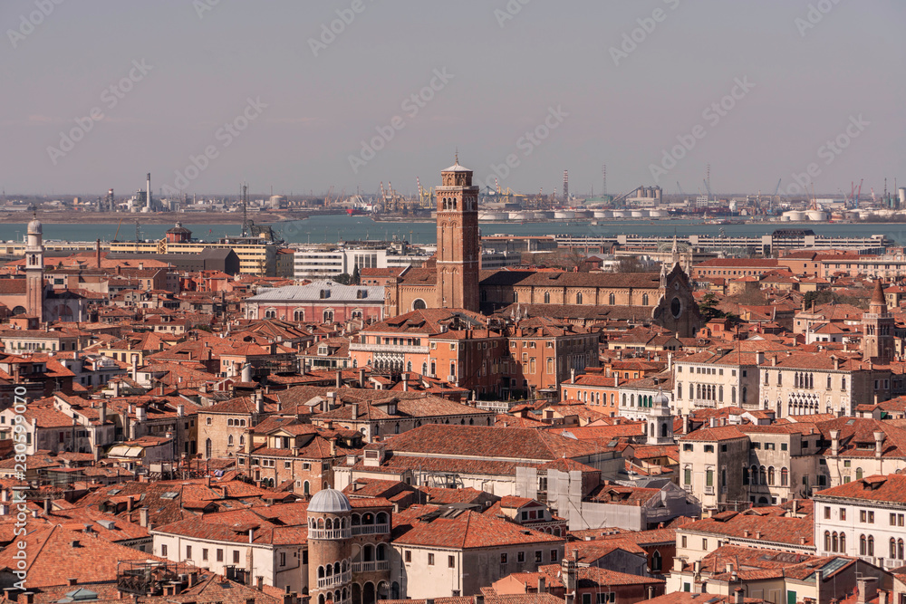Panoramic view of Venice Italy from St Mark's Campanile