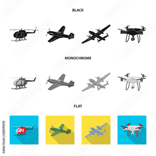 Isolated object of plane and transport symbol. Collection of plane and sky stock symbol for web.