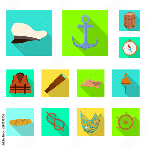 Vector illustration of journey and seafaring icon. Collection of journey and vintage stock vector illustration.
