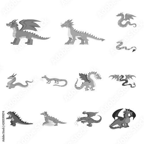 Isolated object of wild and mythical icon. Set of wild and halloween vector icon for stock.
