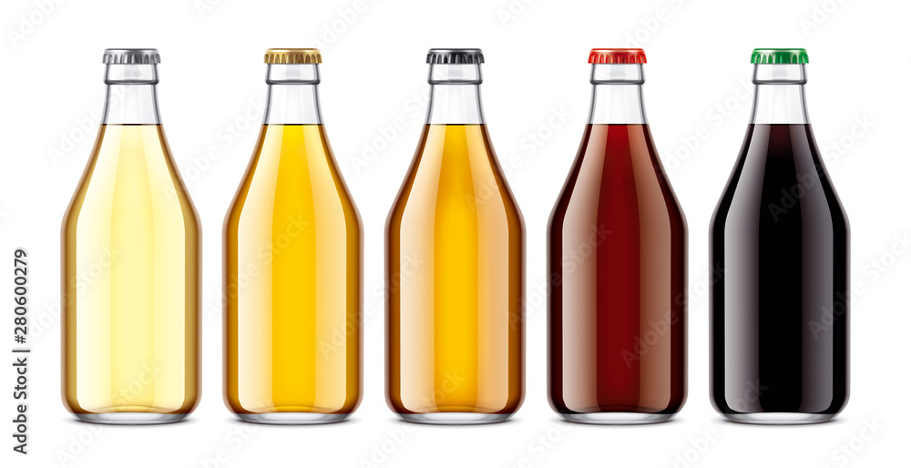 Glass beer bottles mockup. Glass beer bottles mockup.